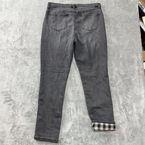 Eddie Bauer Jeans Womens 10 Boyfriend Mid Rise Slim Flannel Lined Gray - Picture 5 of 9